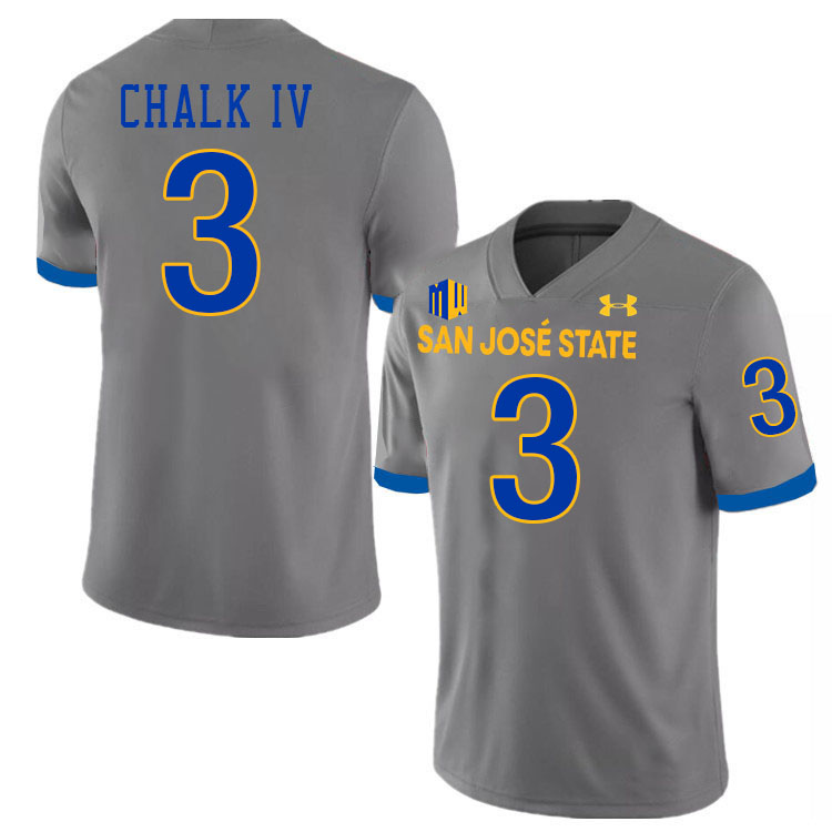 #3 Floyd Chalk IV SJSU Jersey,San Jose State Spartans Football Jersey College Uniforms-Grey #3 Floyd Chalk IV SJSU Jersey,San Jose State Spartans Football Jersey College Uniforms-Grey